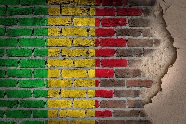 Tmavá cihelná zeď s omítkou - Mali — Stock fotografie
