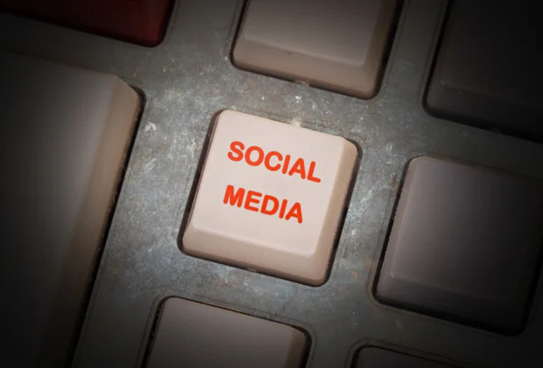 White button on a dirty old panel — Stock Photo, Image