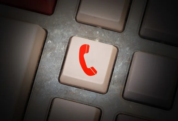 White button on a dirty old panel — Stock Photo, Image