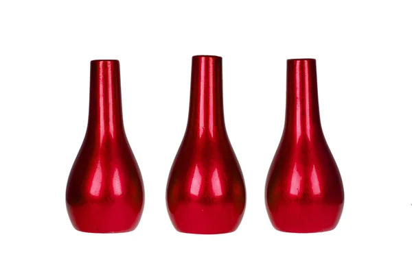 Drei leuchtend rote Vasen isoliert — Stockfoto