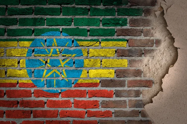 Donkere bakstenen muur met gips - Ethiopië — Stockfoto