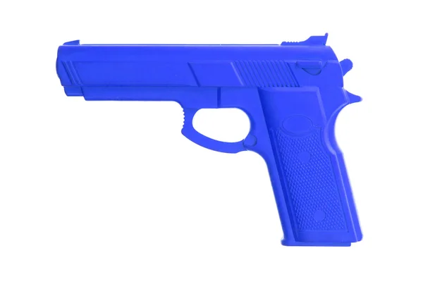 Pistola de entrenamiento azul aislada en blanco — Foto de Stock