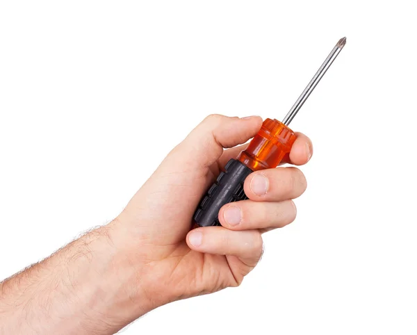 Old used screwdriver with plastic grip — Stock Photo, Image