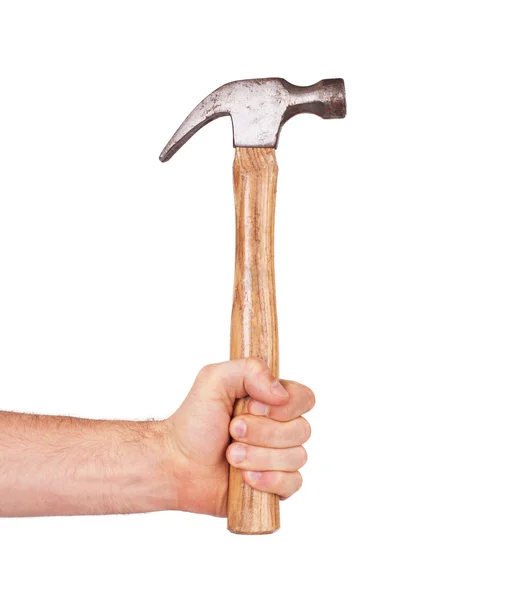 Man's hand holding hammer — Stock Photo, Image