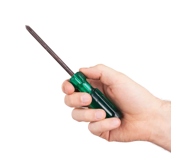 Old used screwdriver with plastic grip — Stock Photo, Image