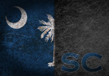 Eski paslı metal işaretiyle bir bayrak ve bize kısaltma devlet