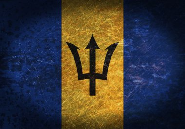 Eski paslı metal işareti bir bayrak ile