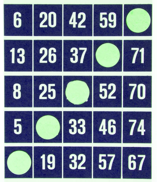 Carta da bingo blu isolata — Foto Stock