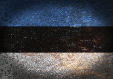 Eski paslı metal işareti bir bayrak ile