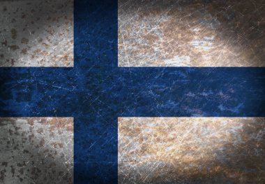 Eski paslı metal işareti bir bayrak ile