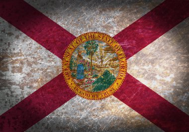 Eski paslı metal işareti bir bayrak ile