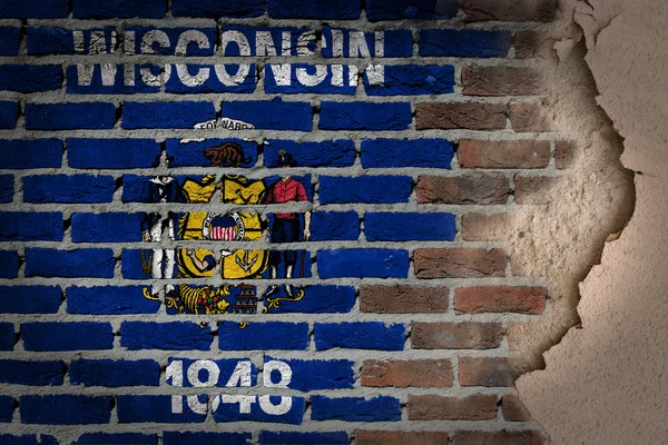 Muro di mattoni scuri con intonaco - Wisconsin — Foto Stock