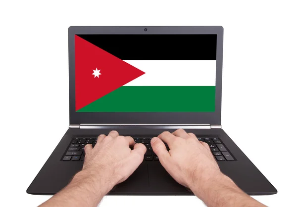 Hands working on laptop, Jordan — Stock Photo, Image