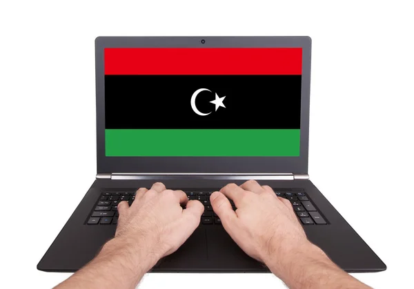 Hands working on laptop, Libya — Stock Photo, Image