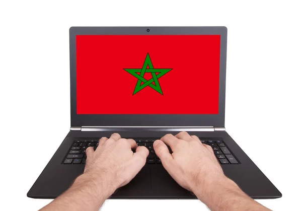 Hands working on laptop, Morocco — Stock Photo, Image