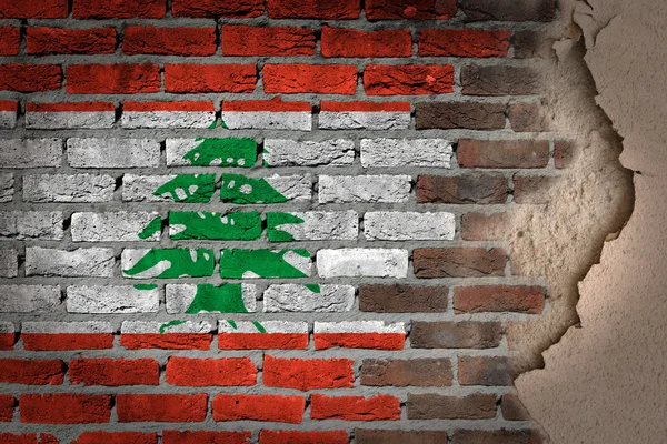 Muralla de ladrillo oscuro con yeso - Líbano — Foto de Stock