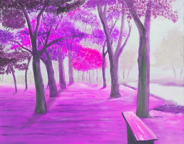 Πίνακας ζωγραφικής που δείχνει την όμορφη ηλιόλουστη φθινοπωρινή μέρα σε ένα πάρκο — Φωτογραφία Αρχείου