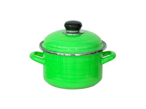 Old green metal cooking pot — Stock Photo, Image