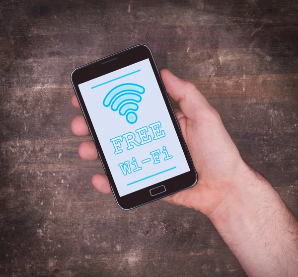 Бесплатный Wi-Fi на мобильном телефоне — стоковое фото
