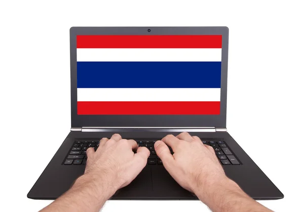 Hands working on laptop, Thailand — Stock Photo, Image