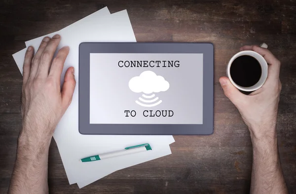 Cloud-computing connection on a digital tablet pc — Stock Photo, Image