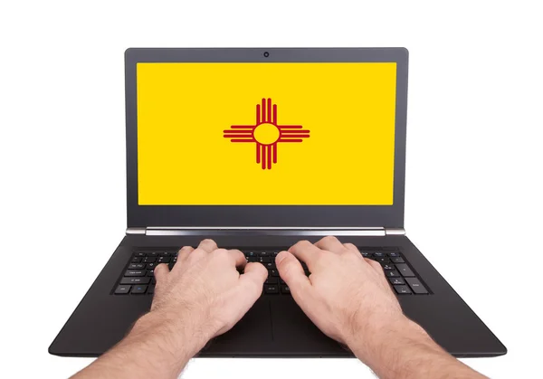 Hands working on laptop, New Mexico — Stock Photo, Image