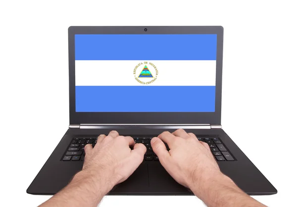 Hands working on laptop, Nicaragua — Stock Photo, Image