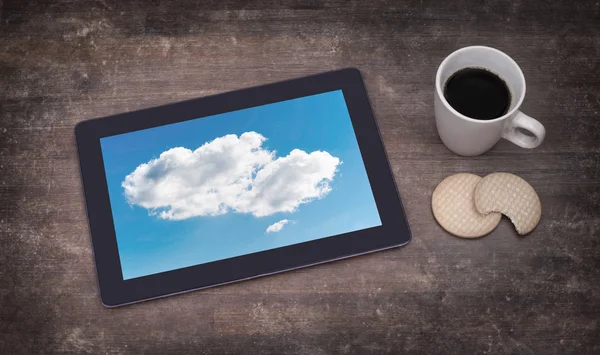 Cloud computing připojení na digitální počítače tablet pc — Stock fotografie