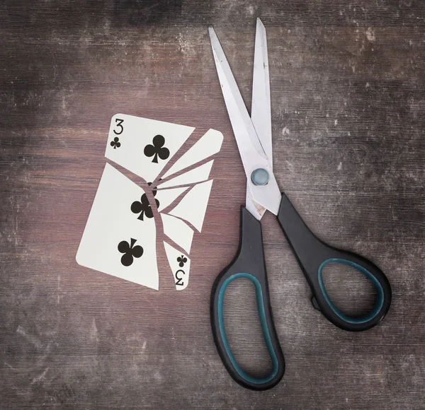 Concept of addiction, card with scissors — Stock Photo, Image