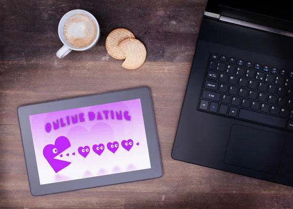 Online dating on a tablet — Stock Photo, Image