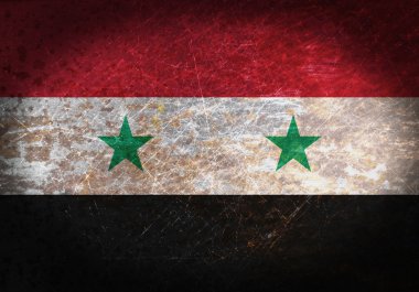 Eski paslı metal işareti bir bayrak ile