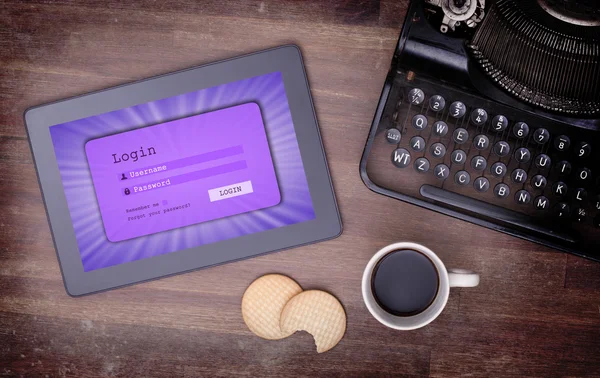 Login interface on tablet - username and password — Stock Photo, Image