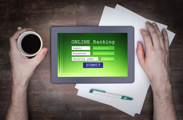 Online banking on a tablet — Stock Photo, Image