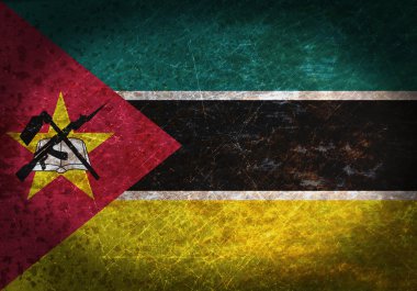 Eski paslı metal işareti bir bayrak ile