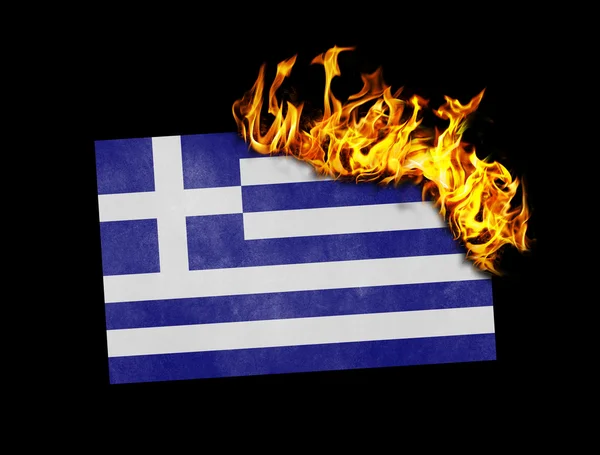 Сожжение флага - Греция — стоковое фото
