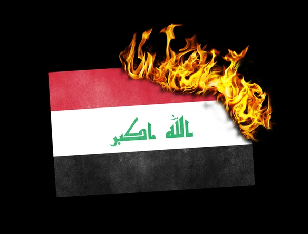 Flagga burning - Irak — Stockfoto