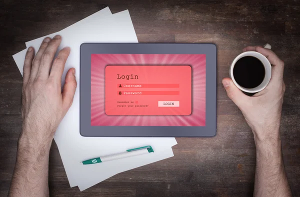 Interface de login no tablet - nome de usuário e senha — Fotografia de Stock