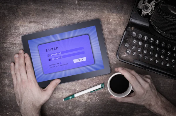 Login interface op tablet - gebruikersnaam en wachtwoord — Stockfoto