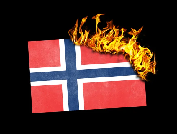 Flagga burning - Norge — Stockfoto