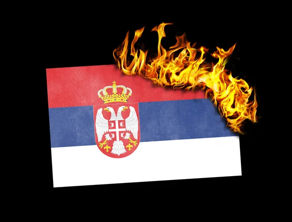 Vlag branden - Servië — Stockfoto