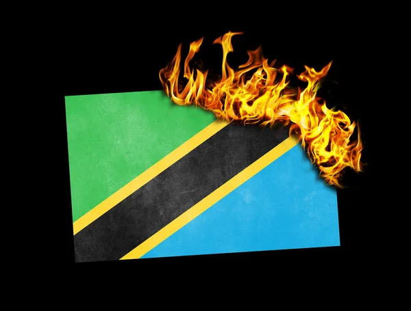 Flag burning - Tanzania — Stock Photo, Image