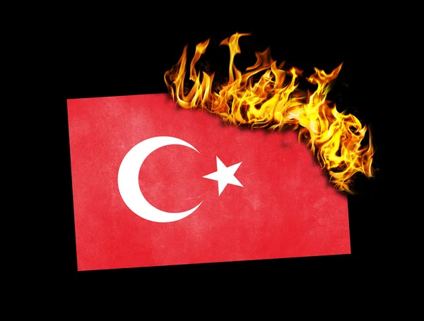 船旗燃烧-土耳其 — 图库照片