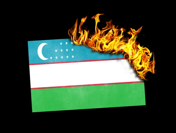 Brucia bandiera - Uzbekistan — Foto Stock