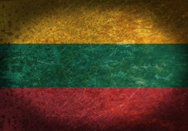 Eski paslı metal işareti bir bayrak ile