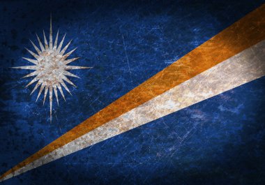 Eski paslı metal işareti bir bayrak ile