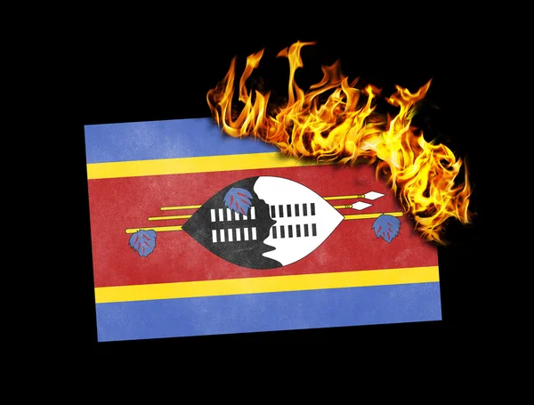 Flag burning - Swaziland — Stock Photo, Image
