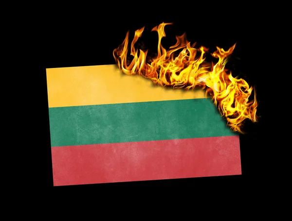 Flag burning - Lithuania — Stock Photo, Image