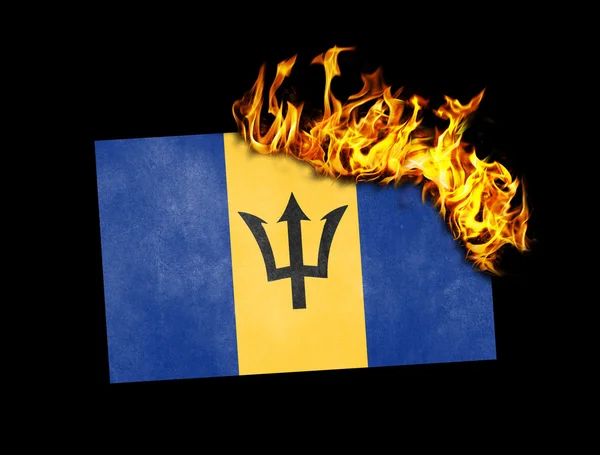 Flag burning - Barbados — Stock Photo, Image