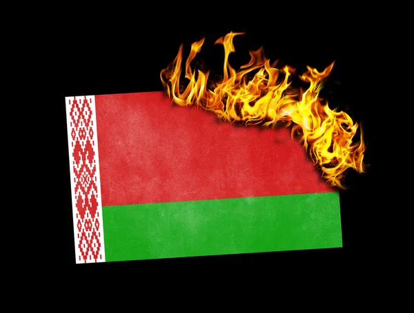 Flag burning - Belarus — Stock Photo, Image