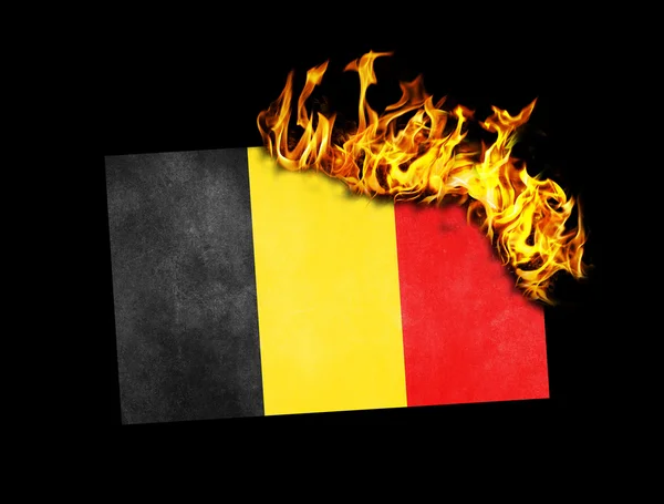船旗燃烧-比利时 — 图库照片